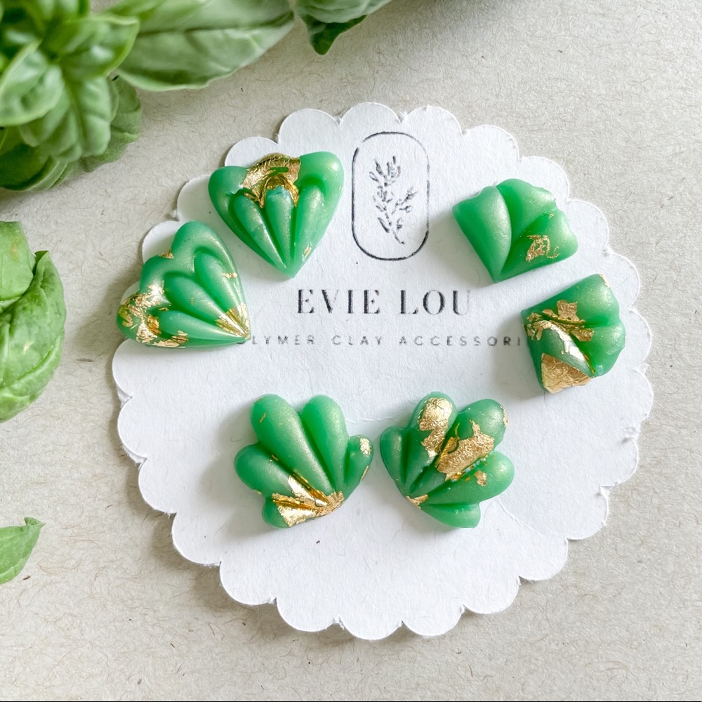 Jade inspired Polymer Clay stud earrings